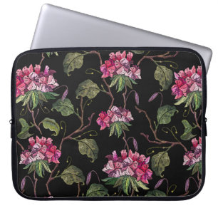 Housse Pour Ordinateur Portable Broderie fleurs de géranium sans couture motif