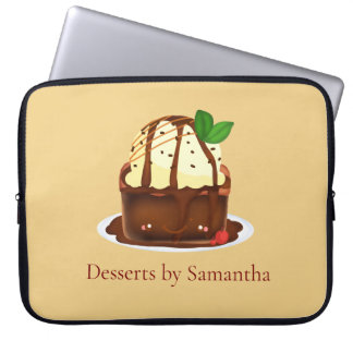 Housse Pour Ordinateur Portable Brownie au Chocolat Avec Crème Glacée Vanille