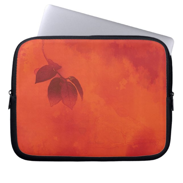 Housse Pour Ordinateur Portable Brûlé Orange Persimmon Feuilles Abtract Automne (Devant)