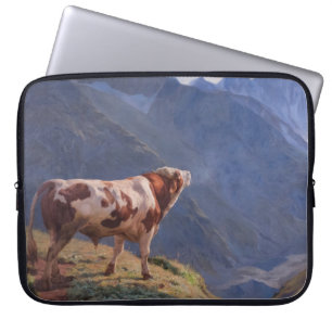 Housse Pour Ordinateur Portable Bull dans les Alpes (par Eugène Burnand)