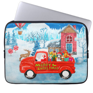 Housse Pour Ordinateur Portable Bull Terrier Chien à Noël Livraison Camion neige