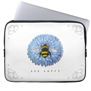 Housse Pour Ordinateur Portable Bumblebebe mignonne sur Blue Flower Nature