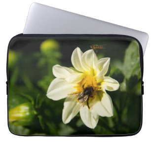 Housse Pour Ordinateur Portable Bumblebee et dahlia blanc photo