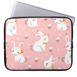 Housse Pour Ordinateur Portable Bunnies blancs : Cute Floral sans joint