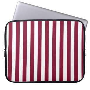 Housse Pour Ordinateur Portable Burgundy et blanc rayures de bonbons
