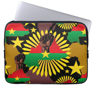 Housse Pour Ordinateur Portable Burkina Faso Carte, drapeau et première révolution