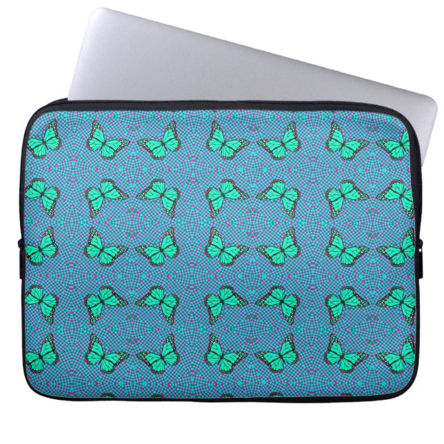 HOUSSE POUR ORDINATEUR PORTABLE BUTTERFLY BLEU (Devant)