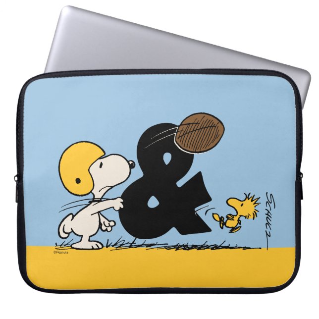 Housse Pour Ordinateur Portable cacahuètes | Football Snoopy & Woodstock (Devant)