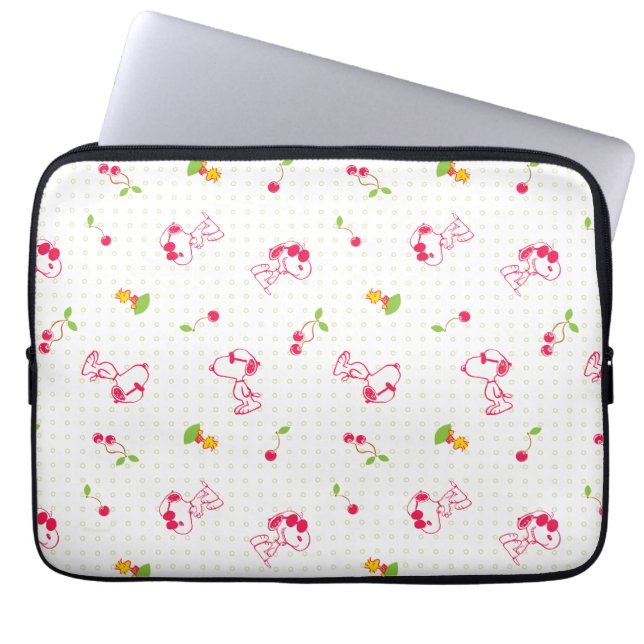 Housse Pour Ordinateur Portable cacahuètes | Snoopy & Woodstock Cherry Motif (Devant)