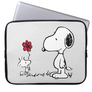Housse Pour Ordinateur Portable cacahuètes Snoopy & Woodstock Rouge & Noir