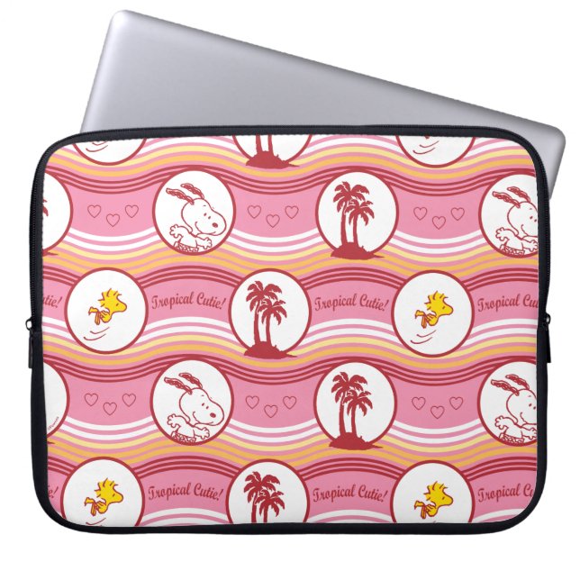 Housse Pour Ordinateur Portable cacahuètes | Snoopy & Woodstock Tropical Cutie (Devant)