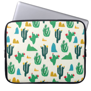 Housse Pour Ordinateur Portable Cactus abstrait à fleurs incolore motif sur