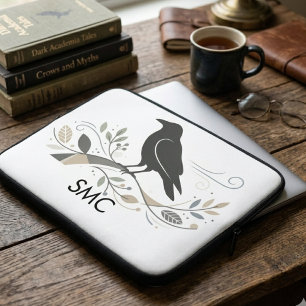 Housse Pour Ordinateur Portable Cadeau d'anniversaire floral corbeau académie somb