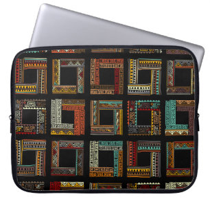 Housse Pour Ordinateur Portable Cadres ethniques Abstraits, motif transparent