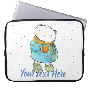 Housse Pour Ordinateur Portable Café Aimant Ours Polaire Personnalisé