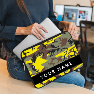 Housse Pour Ordinateur Portable Camouflage Jaune et Marron Personnalisez votre nom
