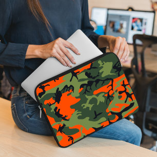 Housse Pour Ordinateur Portable Camouflage orange et vert, Militaire, Armée