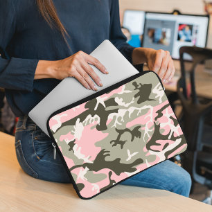 Housse Pour Ordinateur Portable Camouflage rose et vert, Militaire, Armée