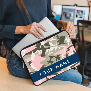 Housse Pour Ordinateur Portable Camouflage Rose et Vert Personnalisez votre nom