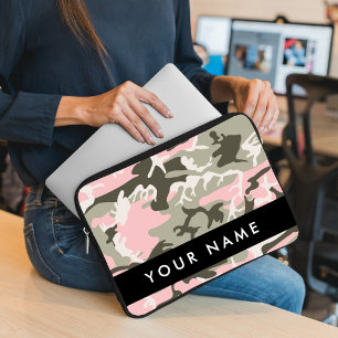 Housse Pour Ordinateur Portable Camouflage Rose et Vert Personnalisez votre nom