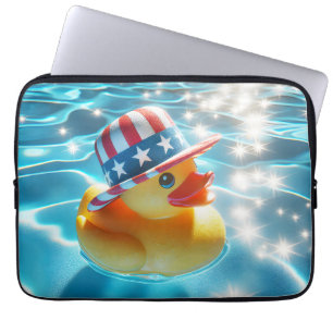 Housse Pour Ordinateur Portable Canard en caoutchouc jaune patriotique dans une pi