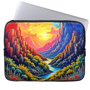 Housse Pour Ordinateur Portable Canyon de la rivière au coucher du soleil Art