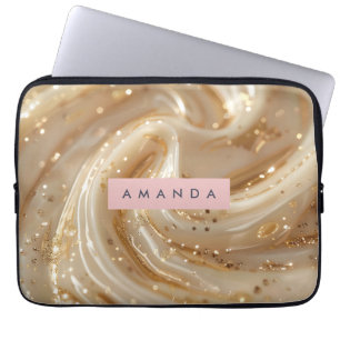 Housse Pour Ordinateur Portable Caramel doré tourbillonnant élégant personnalisé c