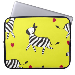 Housse Pour Ordinateur Portable Caricature Cute Zebra sans couture motif arrière -