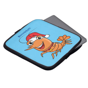 Housse Pour Ordinateur Portable Caricature de crevettes de Noël joyeux