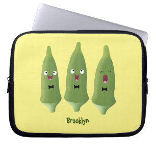 Housse Pour Ordinateur Portable Caricature de légumes de l'okra chantante mignonne