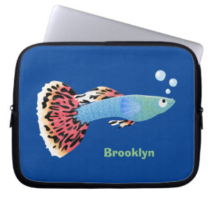 Housse Pour Ordinateur Portable Caricature de poisson tropical guppy très chic