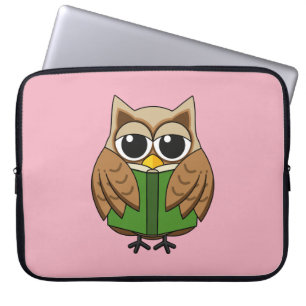 Housse Pour Ordinateur Portable Caricature du livre de lecture de la Chouette