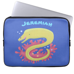 Housse Pour Ordinateur Portable Caricature humoristique murène verte