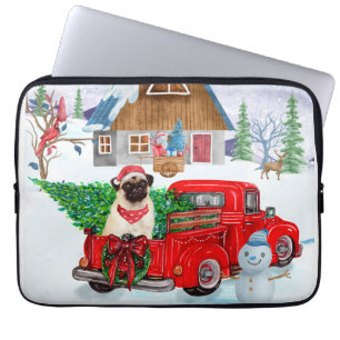 Housse Pour Ordinateur Portable Carlin Chien dans la livraison de Noël Camion neig