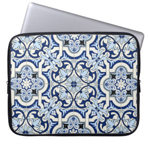 Housse Pour Ordinateur Portable Carreaux marocains : Bleus Motifs magnifiques.