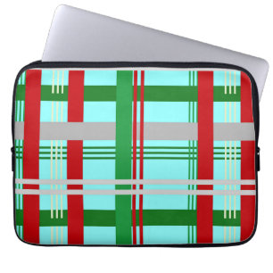 Housse Pour Ordinateur Portable Carrelage bleu, vert et rouge vif