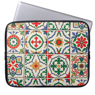 Housse Pour Ordinateur Portable Carrelage marocain : Motif coloré sans couture.