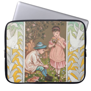 Housse Pour Ordinateur Portable Carte de la Saint-Valentin de l'ère victorienne an
