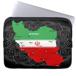 Housse Pour Ordinateur Portable Carte de l'Iran avec drapeau et emblème