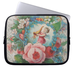 Housse Pour Ordinateur Portable Carte de Saint-Valentin florale de l'ère victorien