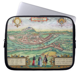 Housse Pour Ordinateur Portable Carte de Salzbourg, de "Civitates Orbis Terrarum"