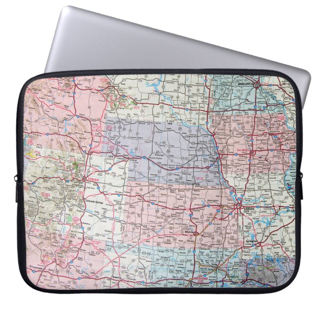 Housse Pour Ordinateur Portable Carte des USA (Devant)
