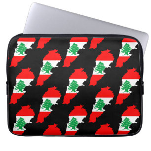 Housse Pour Ordinateur Portable Carte du Liban avec drapeau