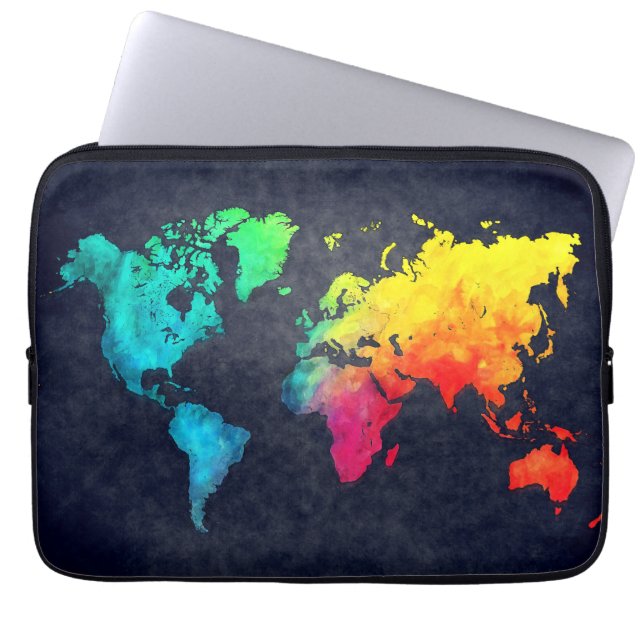 Housse Pour Ordinateur Portable carte du monde (Devant)