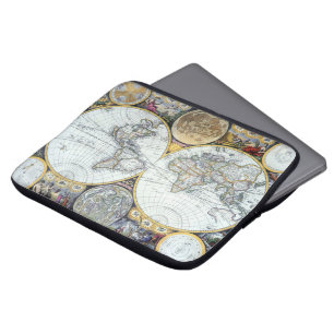 Housse Pour Ordinateur Portable Carte du monde antique, Atlas Maritimus de John Se