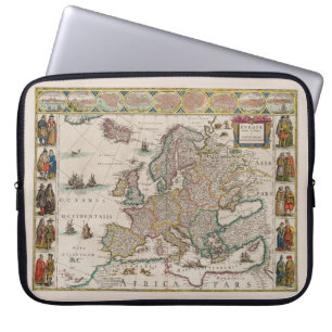 Housse Pour Ordinateur Portable Carte médiévale de l'Europe (par Willem Blaeu)