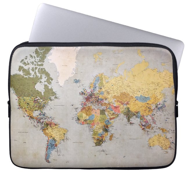 Housse Pour Ordinateur Portable carte mondiale (Devant)
