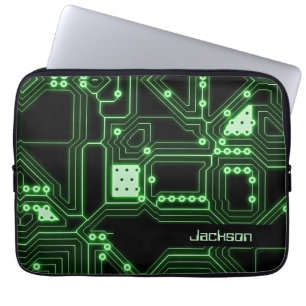 Housse Pour Ordinateur Portable Carte Neon Green Circuit   Personnalisé