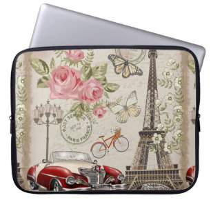 Housse Pour Ordinateur Portable Carte postale vintage Paris.