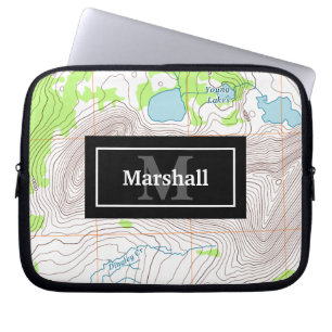 Housse Pour Ordinateur Portable Carte topographique avec votre nom et votre monogr